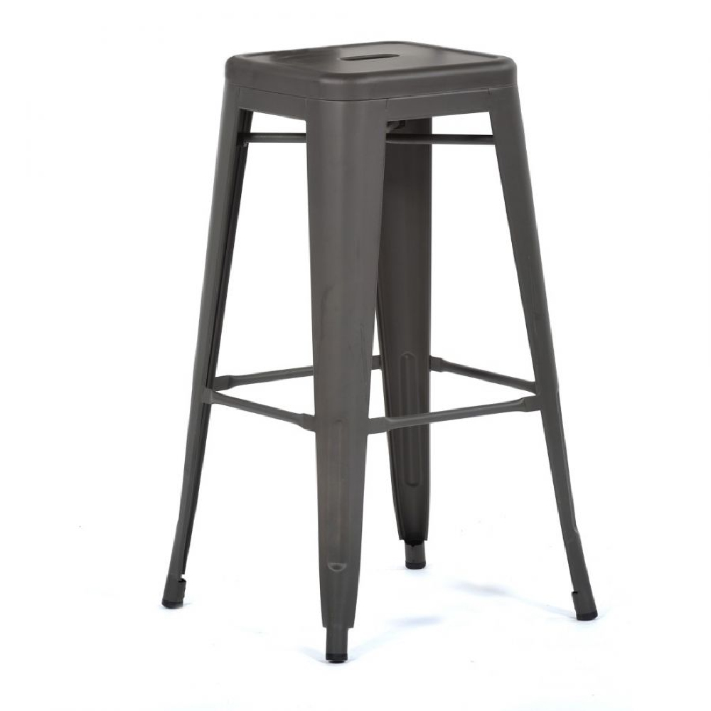 Maire Gun Grey Metal Bar Stools In Pair