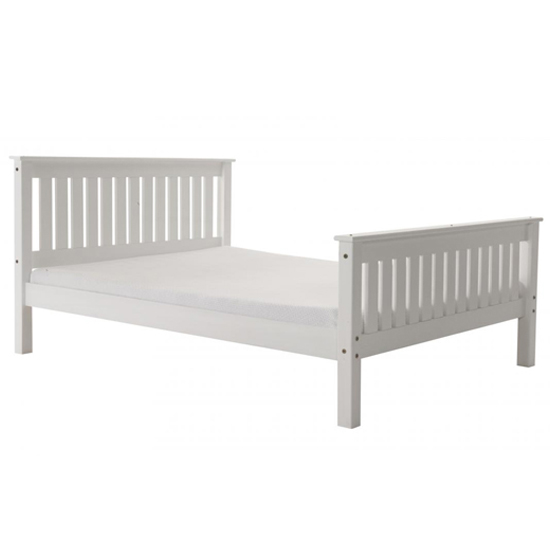 Photo of Maire high foot end pine wooden king size bed in white