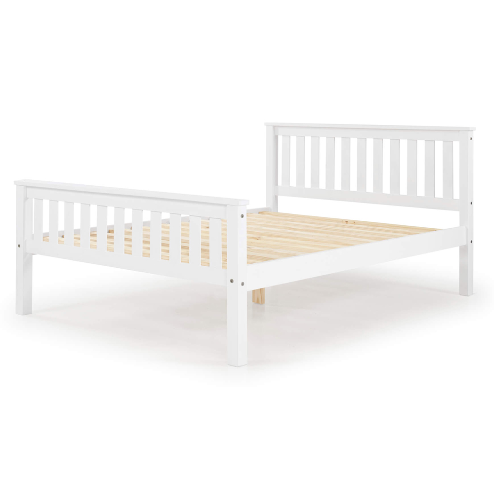 Maire High Foot End Pine Wooden King Size Bed In White