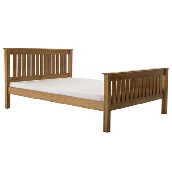 Photo of Maire high foot end pine wooden single bed in antique