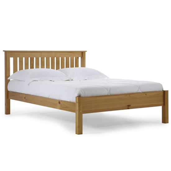 Photo of Maire low foot end pine wooden single bed in antique