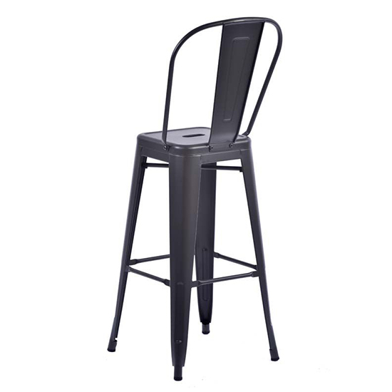 Maire Retro Metal High Bar Chair In Gun Metal Grey