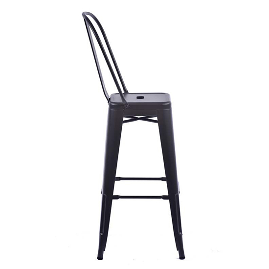 Maire Retro Metal High Bar Chair In Gun Metal Grey
