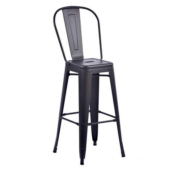 Product photograph of Maire Retro Metal High Bar Chair In Gun Metal Grey from Furniture in Fashion