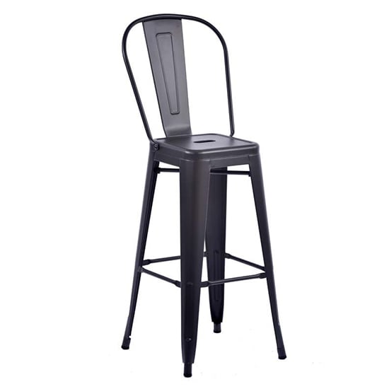 Read more about Maire retro metal high bar chair in gun metal grey
