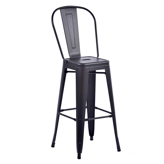 Maire Retro Metal High Bar Chair In Gun Metal Grey