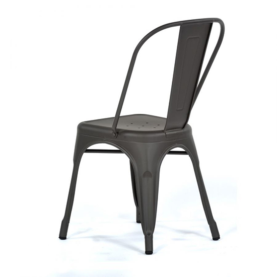Maire Retro Style Metal Side Chair In Gun Metal Grey