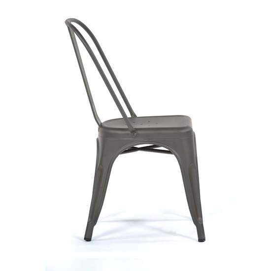Maire Retro Style Metal Side Chair In Gun Metal Grey