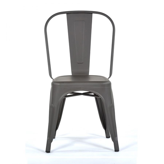 Maire Retro Style Metal Side Chair In Gun Metal Grey