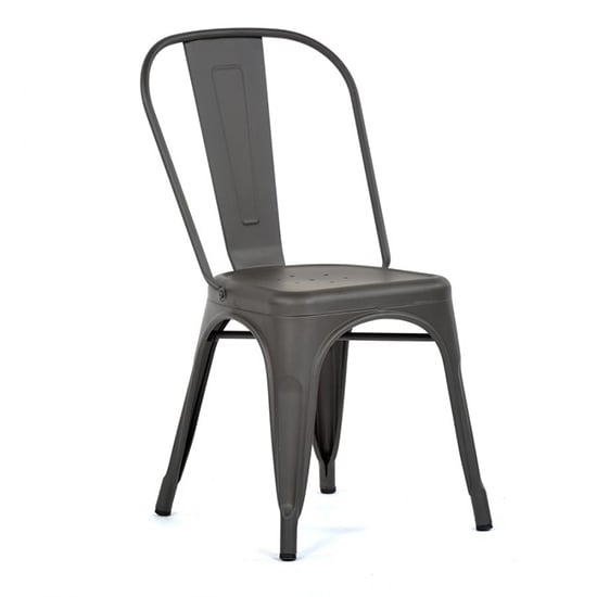 Maire Retro Style Metal Side Chair In Gun Metal Grey