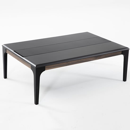 Product photograph of Mairi Wooden Coffee Table In Matt Grey With Glass Strip from Furniture in Fashion