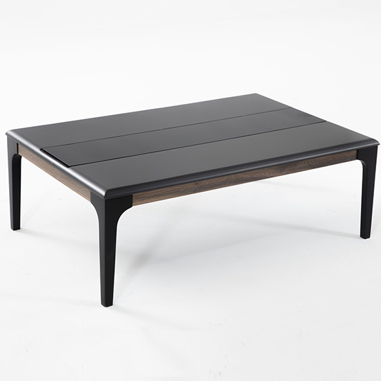 Mairi Wooden Coffee Table In Matt Grey With Glass Strip thumbnail