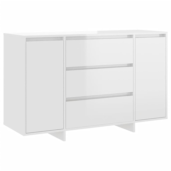 Maisa High Gloss Sideboard With 2 Doors 3 Drawers In White