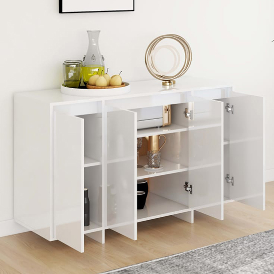 Maisa High Gloss Sideboard With 4 Doors In White_2