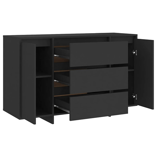 Maisa Wooden Sideboard With 2 Doors 3 Drawers In Black
