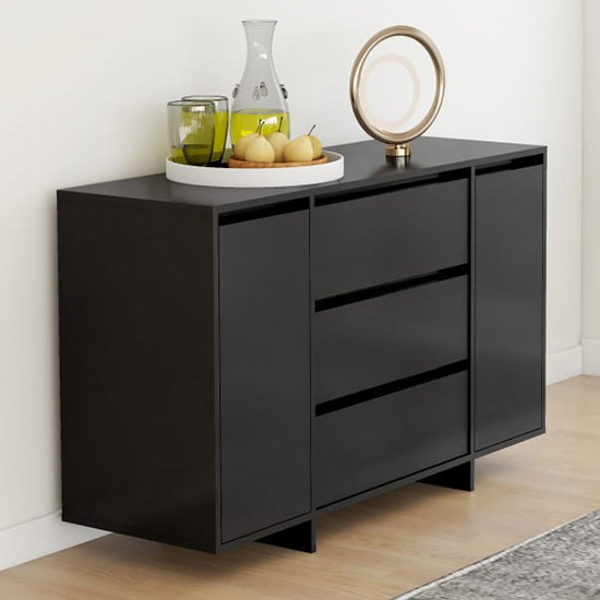 Maisa Wooden Sideboard With 2 Doors 3 Drawers In Black
