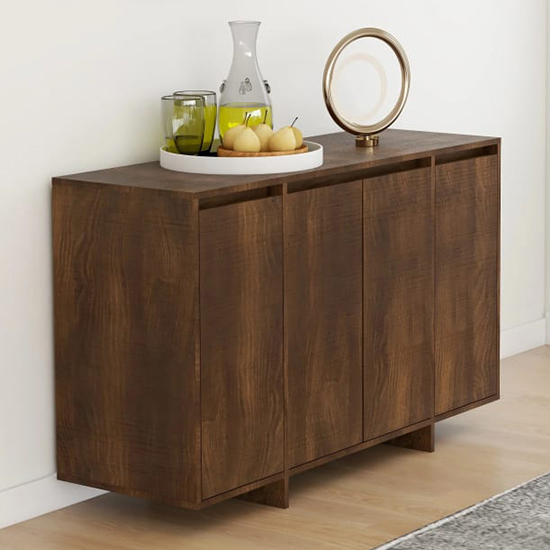 Maisa Wooden Sideboard With 4 Doors In Brown Oak