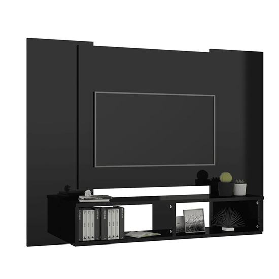 Maisie High Gloss Wall Hung Entertainment Unit In Black_2