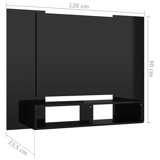 Maisie High Gloss Wall Hung Entertainment Unit In Black_4