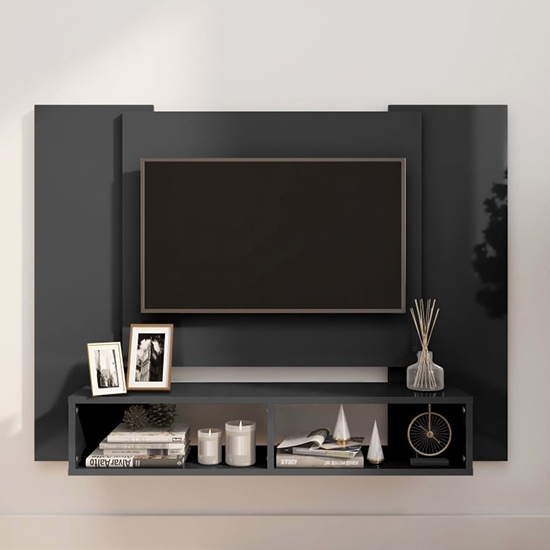 Maisie High Gloss Wall Hung Entertainment Unit In Grey_1