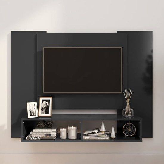 Maisie Wooden Wall Hung Entertainment Unit In Grey