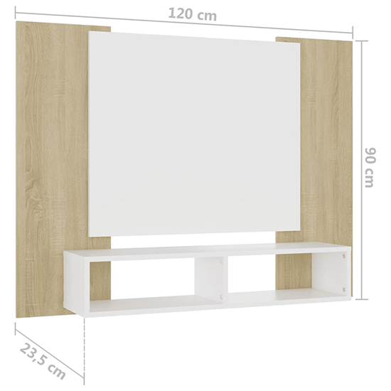 Maisie Wooden Wall Hung Entertainment Unit In White Sonoma Oak_5