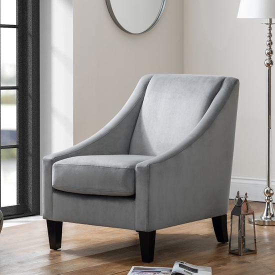 Product photograph of Maelys Velvet Lounge Chaise Chair In Grey from Furniture in Fashion