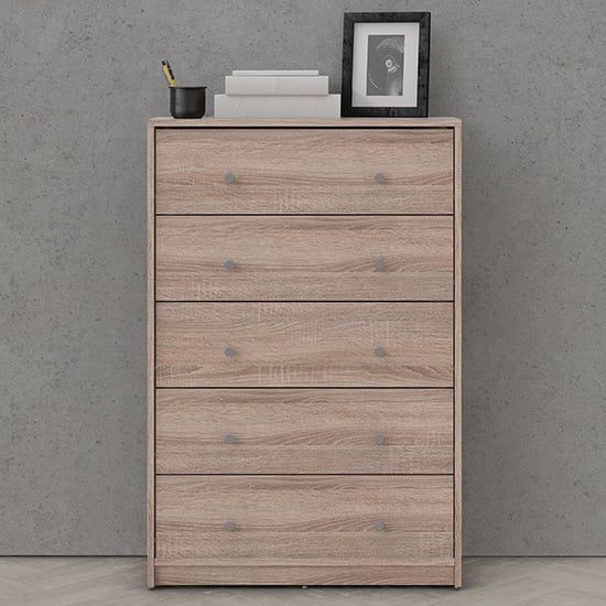 Photo of Maiton wooden chest of 5 drawers in truffle oak