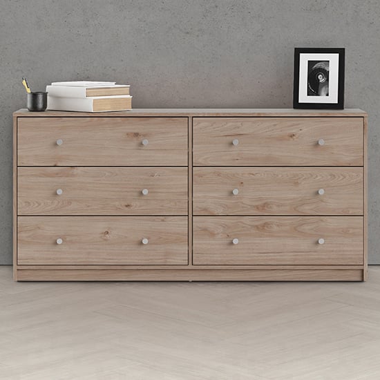 Product photograph of Maiton Wooden Chest Of 6 Drawers In Jackson Hickory Oak from Furniture in Fashion
