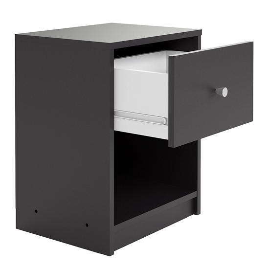 Maiton Wooden Bedside Cabinet With 1 Drawer In Black