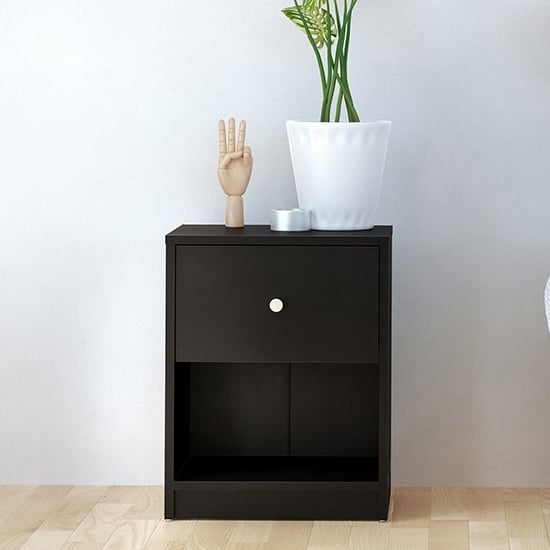 Read more about Maiton wooden bedside cabinet with 1 drawer in black