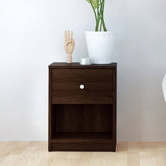 Photo of Maiton wooden 1 drawer bedside cabinet in dark walnut