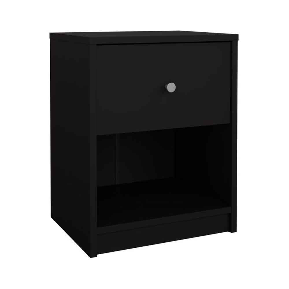 Maiton Wooden Bedside Cabinet With 1 Drawer In Black