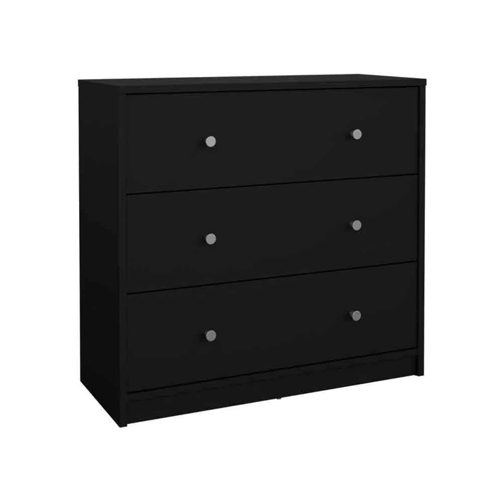 Maiton Wooden Chest Of 3 Drawers In Black
