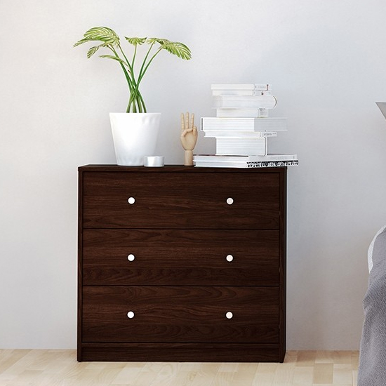 Product photograph of Maiton Wooden Chest Of 3 Drawers In Dark Walnut from Furniture in Fashion