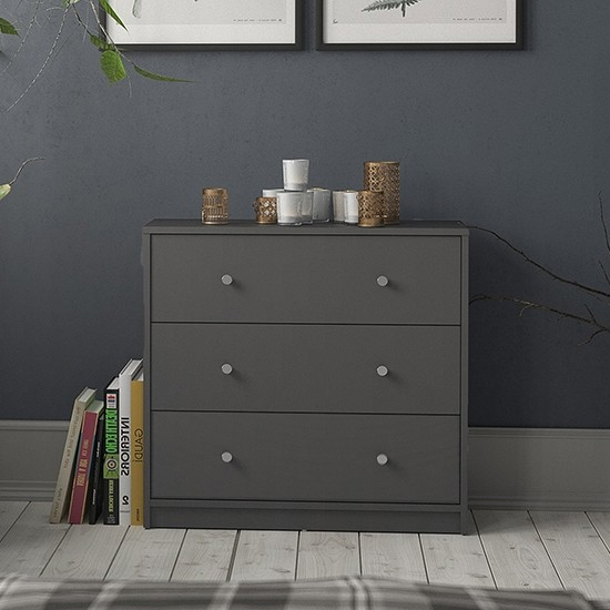 Product photograph of Maiton Wooden Chest Of 3 Drawers In Grey from Furniture in Fashion