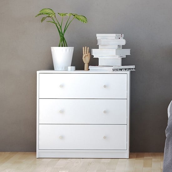 Product photograph of Maiton Wooden Chest Of 3 Drawers In White from Furniture in Fashion