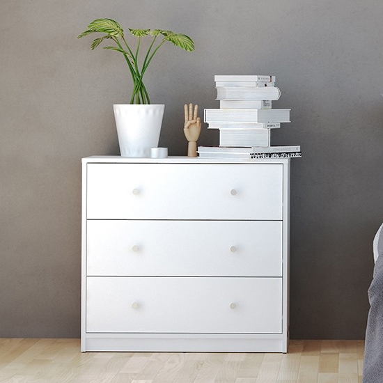 Product photograph of Maiton Wooden Chest Of 3 Drawers In White from Furniture in Fashion