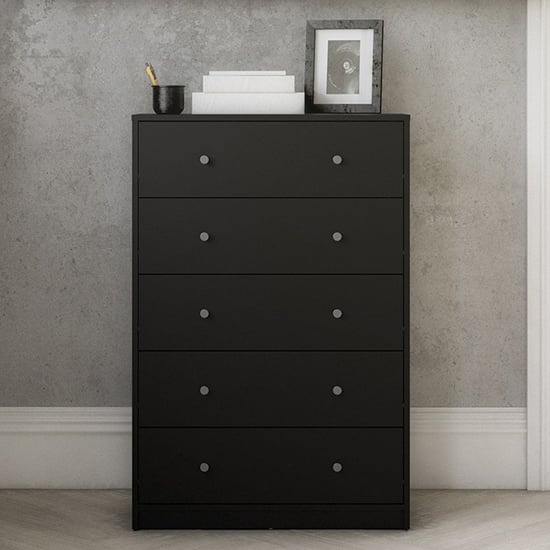 Maiton Wooden Chest Of 5 Drawers In Black