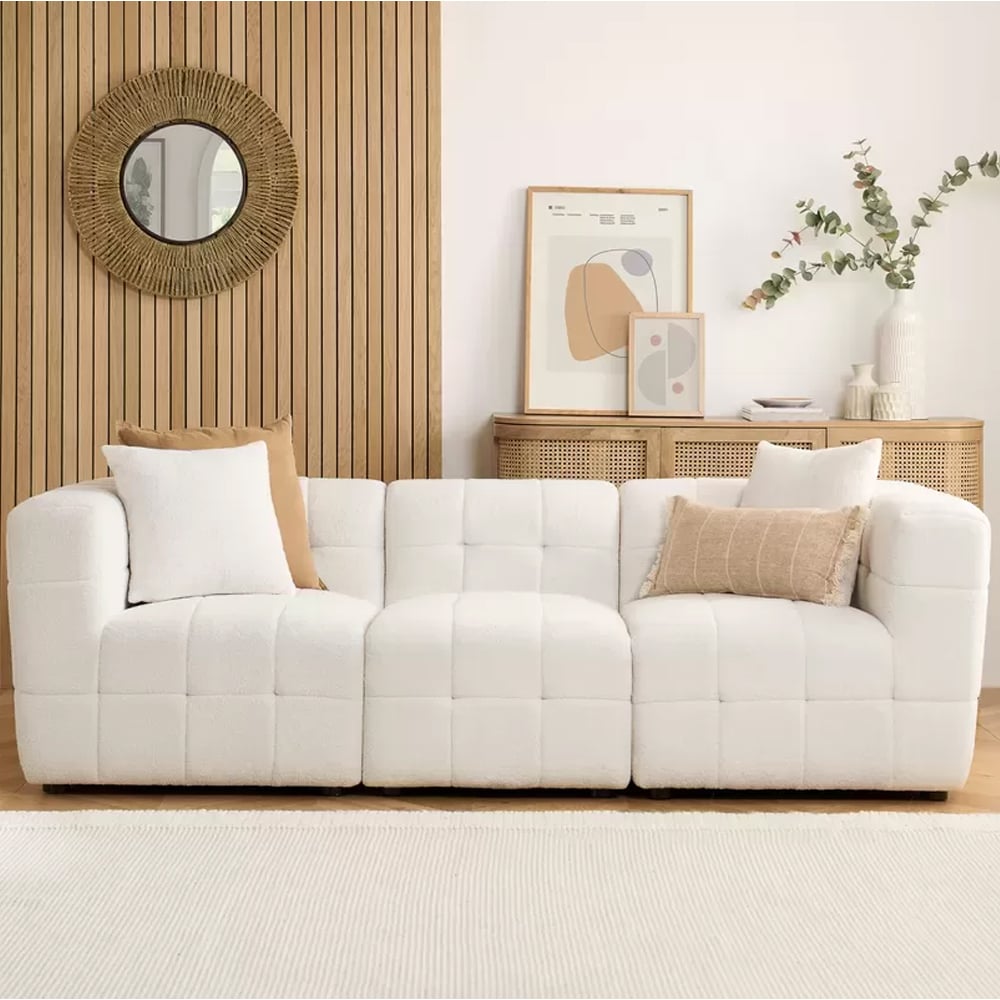 Read more about Maize boucle fabric 3 seater sofa in white