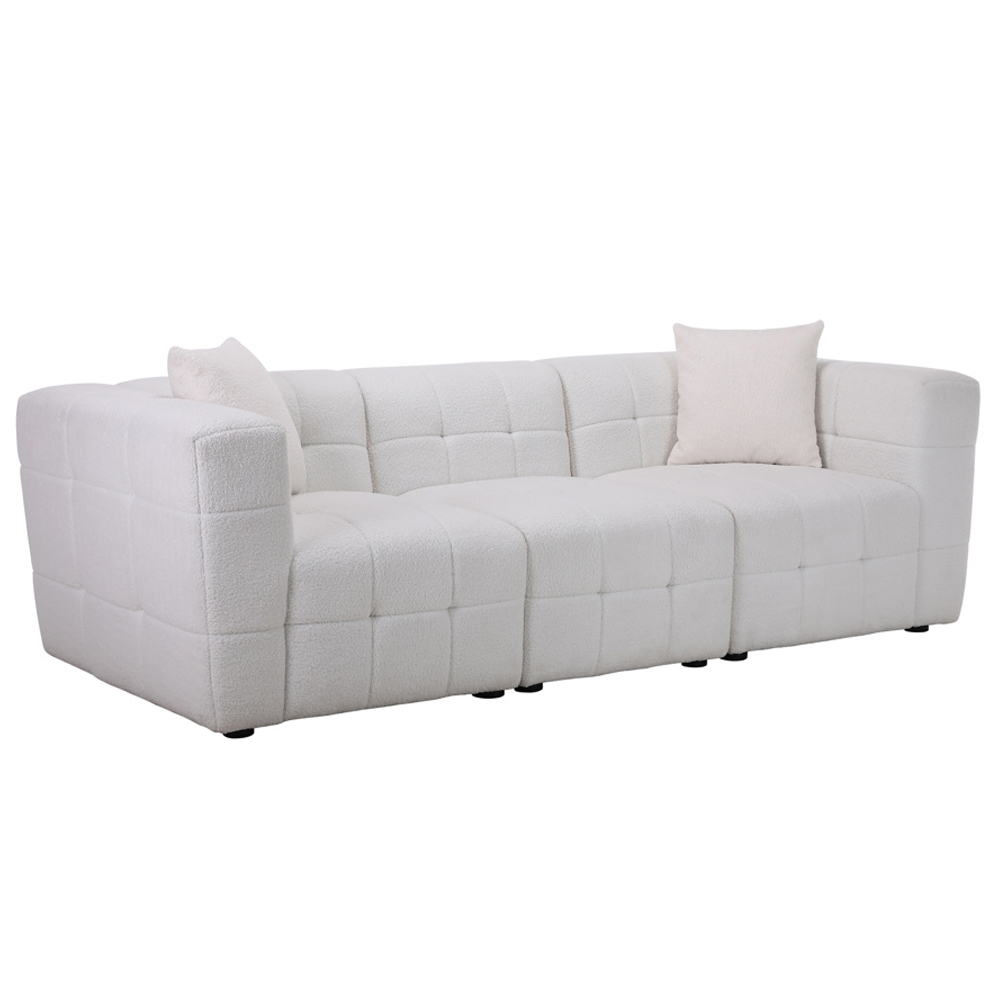 Maize Fabric 3 Seater Sofa In White