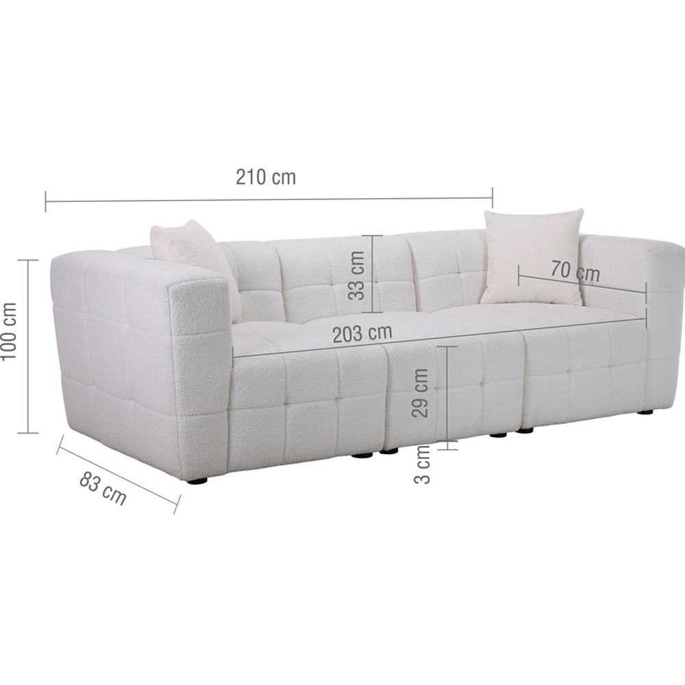 Maize Fabric 3 Seater Sofa In White