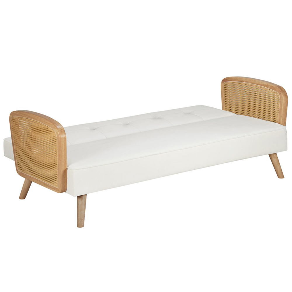 Maize Fabric Sofa Bed With Oak Legs In White