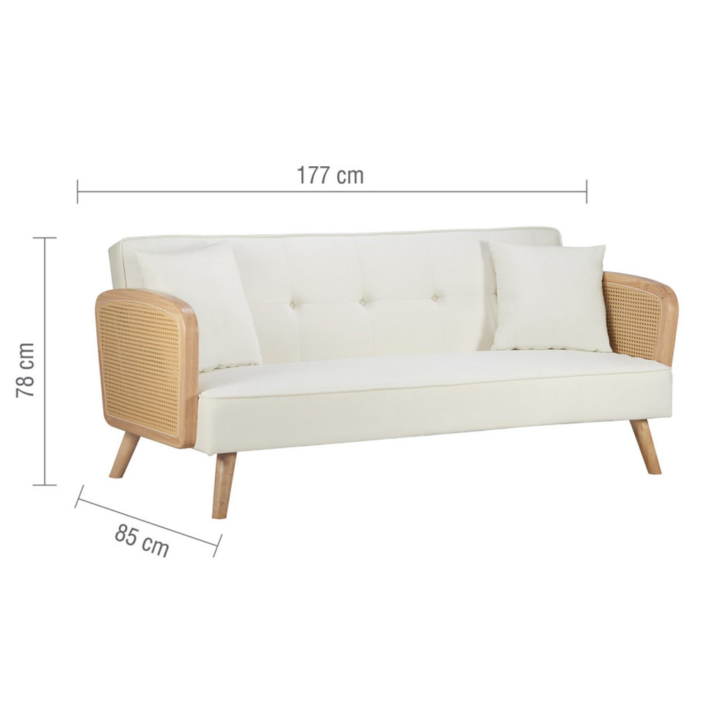 Maize Fabric Sofa Bed With Oak Legs In White