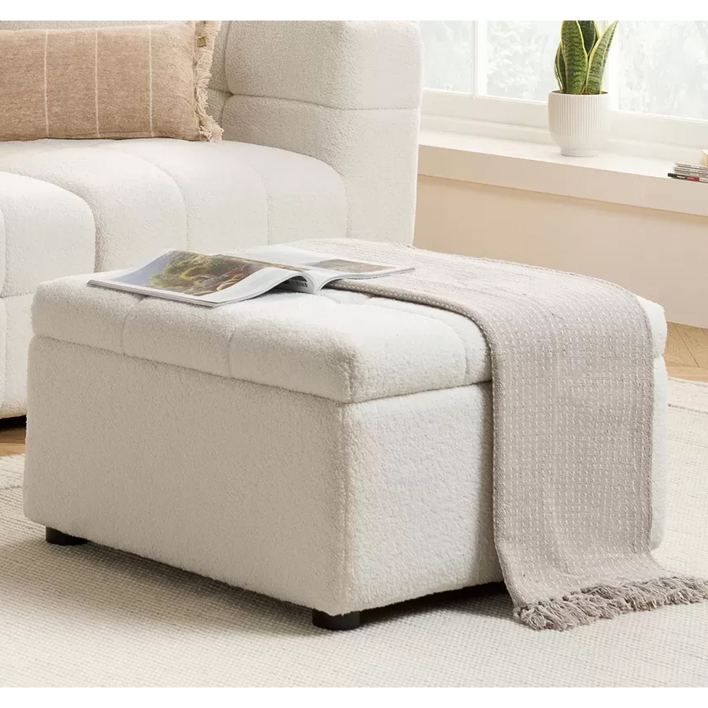 Read more about Maize ottoman boucle fabric footstool in white