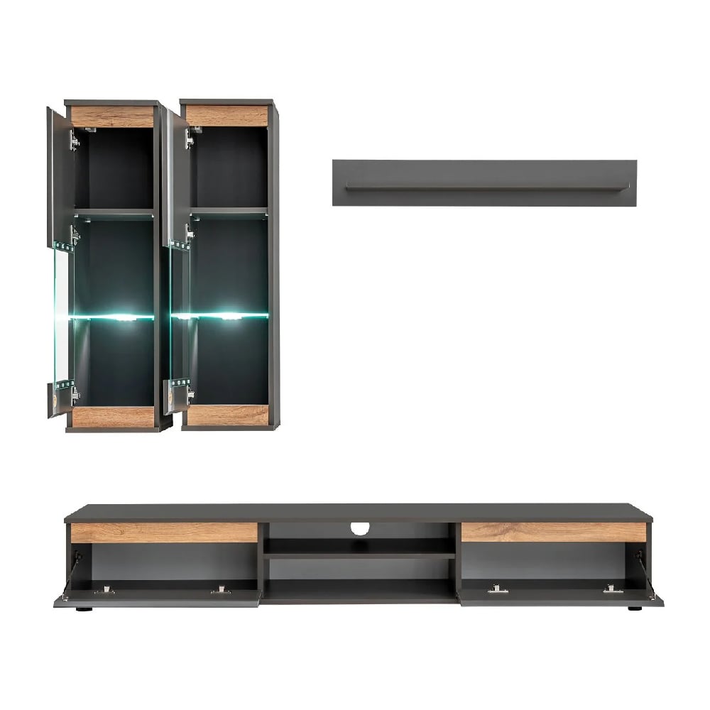 Maize Wooden Entertainment Unit In Matt Grey With LED