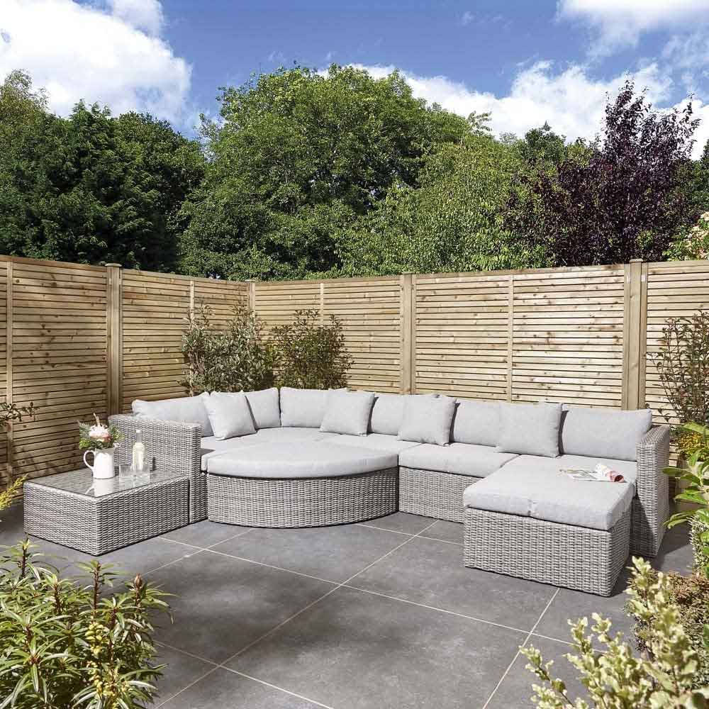 Majestic Rattan Corner Outdoor Multi-Function Lounge Set in Light Grey