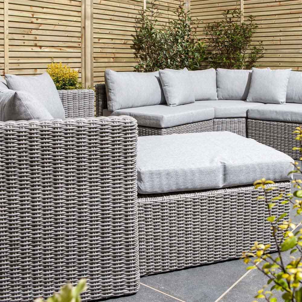Majestic Rattan Corner Outdoor Multi-Function Lounge Set in Light Grey