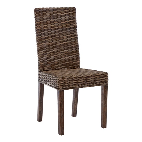 Product photograph of Helvetios Kubu Rattan Dining Chair In Brown from Furniture in Fashion