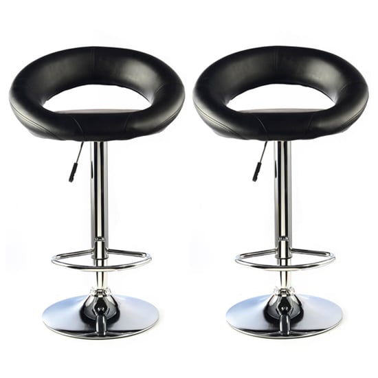 Photo of Makamae black pu leather bar stool in a pair